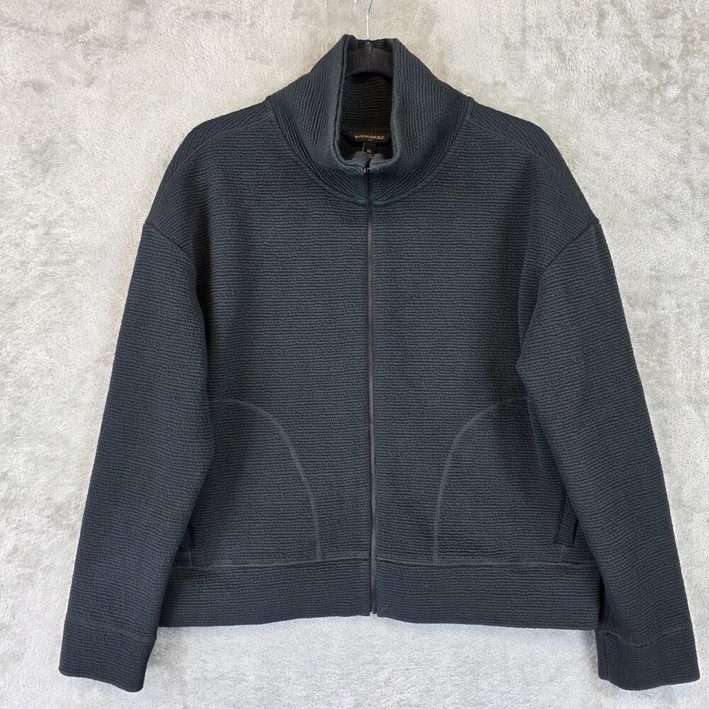 Banana Republic Black Ribbed Zip-Up Jacket